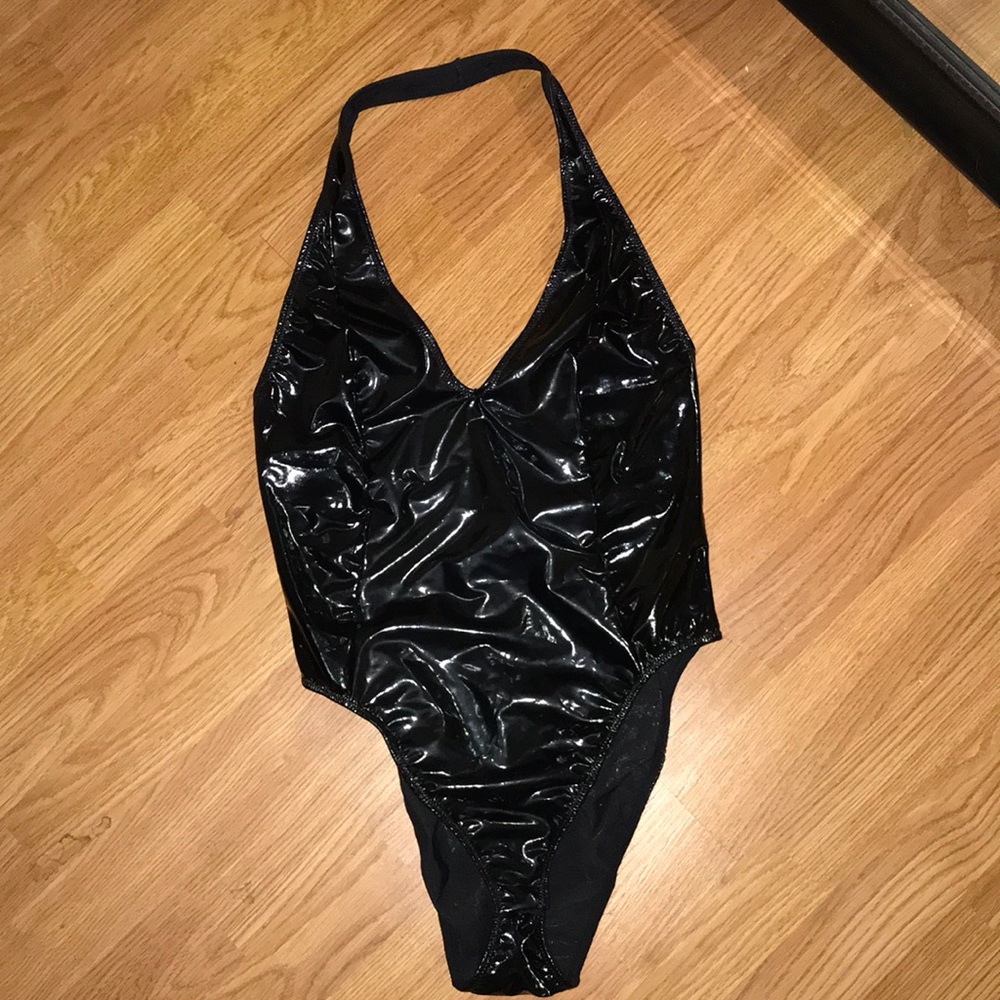 New latex halter bodysuit